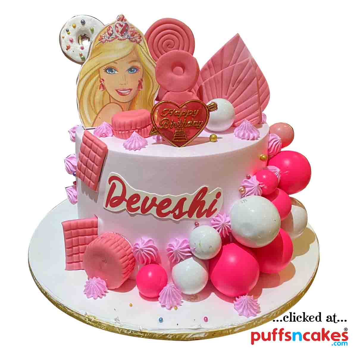(1983) Pink Barbie Doll Girl Theme Semi Fondant Cake